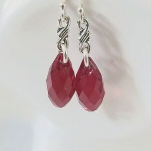 Sterling Silver Red Austrian Crystal Infinity Symbol Dangle Earrings